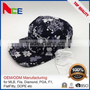 Wholesale Oem Cheap Custom Flat Brim Floral Wholesale Winter Corduroy 5 Panel Camper Hat photo-2
