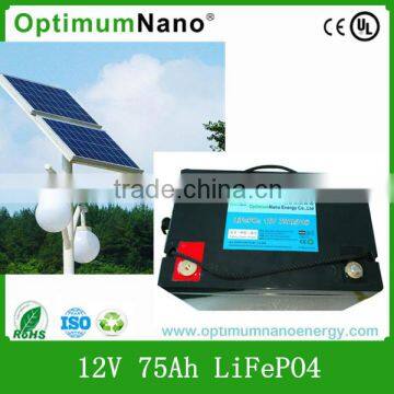 Lithium battery 12v 75ah for Photovoltaic/Solar Energy System