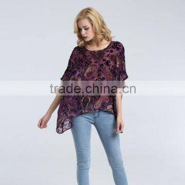 Women's Burnout Poncho With Paisley Floral Looking photo-3