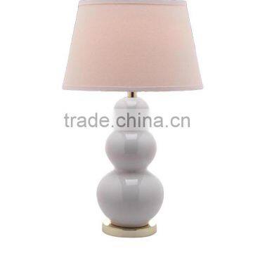 wholesale lowest price table lamps with white gourd shape and barrel fabric shade for home decor