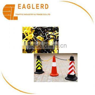 Yellow and black coloured plastic chain