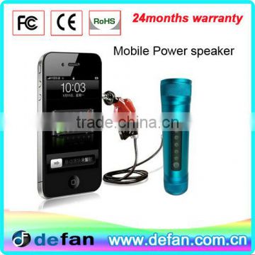 Multi function mobile power speaker mini light torch 2000mah mobile phone batteries lithium backup battery for iphone