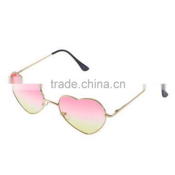 Hot Retro Girl UV400 Metal Frame Heart Shaped Sunglasses Gradient Shades Lens