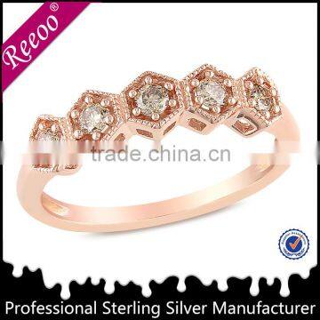 Cz solitaire ring 925, 2013 Amazon hot sale rose gold ring women's finger ring