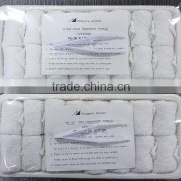 diposable cotton airline towel in plastic tray