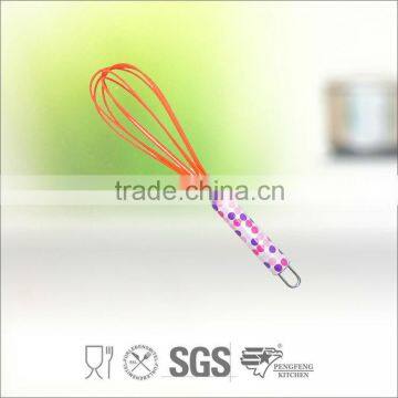 Silicone Rubber Egg Whisk with S/S Colorful Coating Handle