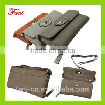 2015 new arrival fashional leather wallet with shoulder holster and metal button