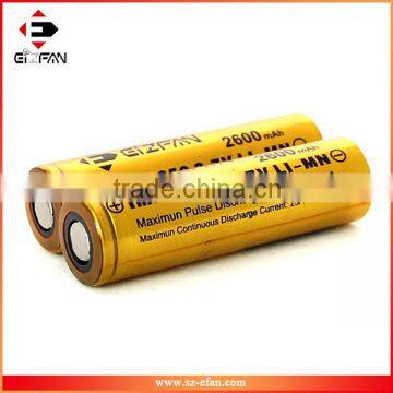 New Gold Efan IMR 18650 2600mAh 30A LiMn High Drain Flat Battery photo-5