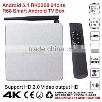 Beelink R68 Android 5.1 RK3368 KODI/XBMC Android TV BOX 2GB/16GB UHD 4K*2K 64bits H.265 WIFI Bluetooth Streaming Media Player