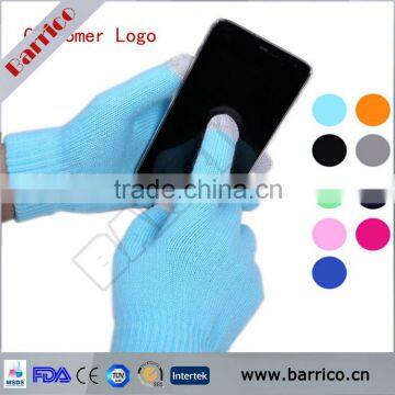 Whole sale colorful acrylic fibers warm-keeping screen touch gloves