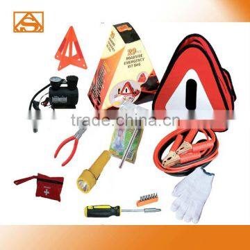 Triangular bag car emergency tool kit with air compressor