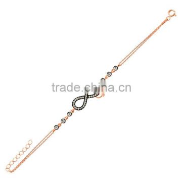 Rose Gold P. 925K Sterling Silver Infinity Ring Bracelet BSBL074