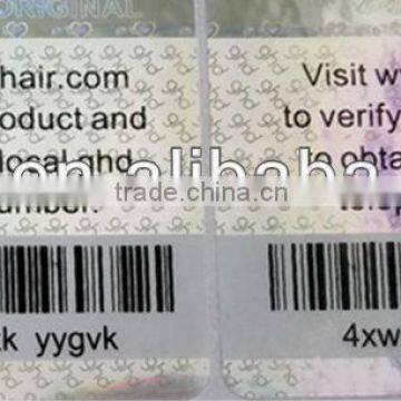 one-off barcode PET material sticker