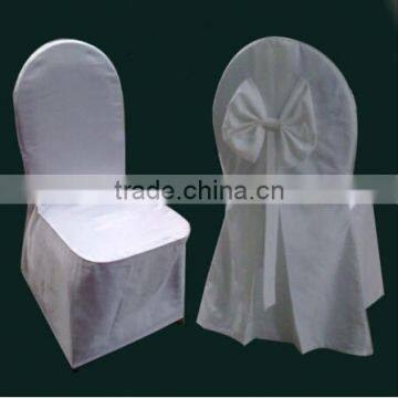 Polyester plain white chair cover with butterfly pleats and pipes