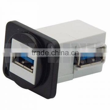 D Type Keystone USB2.0 Female to Female Connector with angle side