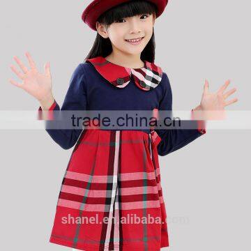 2015 boutique princess dress cotton plaid girls dress