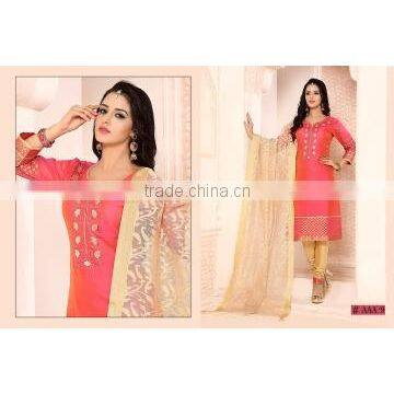 Vibrant Red Cotton Churidar Suit/best Churidar Suit online shopping