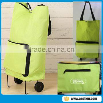 Folding Shopping trolley with handles and wheels - Use as a hand bag or trolley-foldable trolley shopping bag