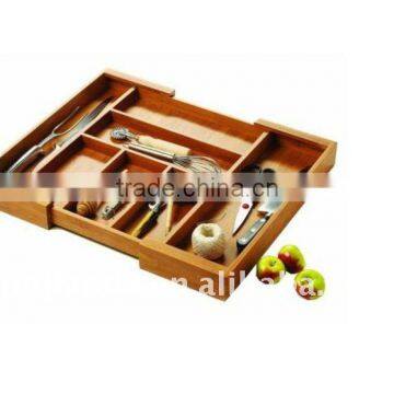 bamboo expandable cutlery tray