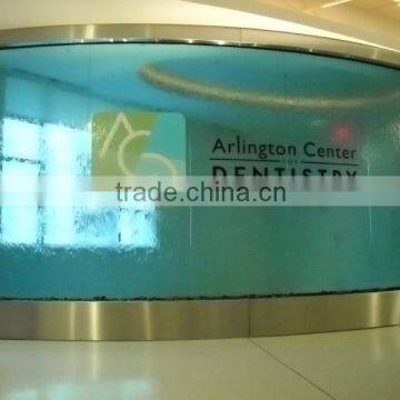 Glass Water Fountain for Company Background Wall Decor Waterfall