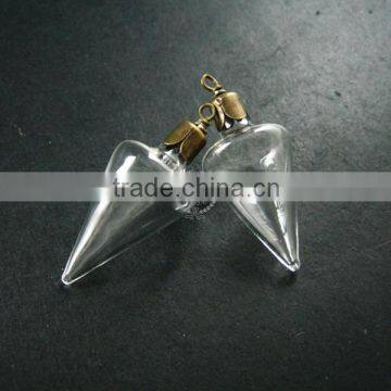 35*18MM water drop glass tube bottle wish pendant charm with bronze bail DIY glass dome jewelry supplies1810419
