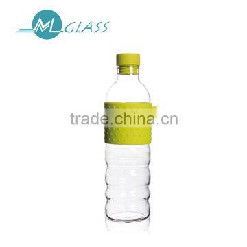 Borosilicate glass bottle drinking bottle with silicon band 500ml N6319