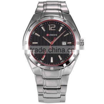 CURREN Black Dial Auto Date Silver Stainless Steel Strap Male Clock Analog Quartz Casual Men Watch