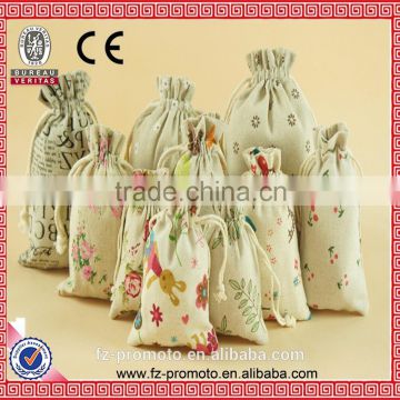 Random colors 9*12cm linen cotton factory sale gift packing bags, cotton drawstring bags factory sale