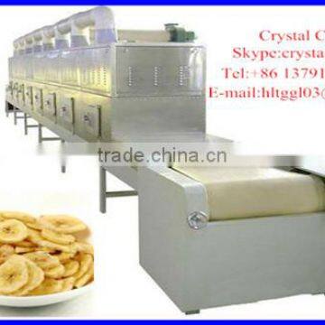 Industrial continuous conveyor belt type microwave dryer and sterilizer for banana chips process machine