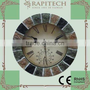 10 Inch Plastic Clock with Thermometer Decorative Clock