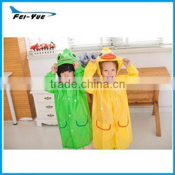 Supply Cartoon Funny design green yellow blue pink red Animal raincoats for kids