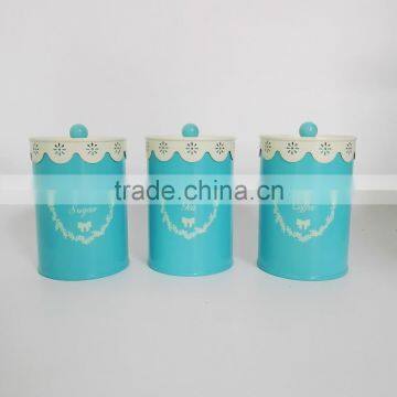 Lace Lid With Tea Coffee Sugar Set Biscuit Bread Bin Cake Canister Storage Jar Pot