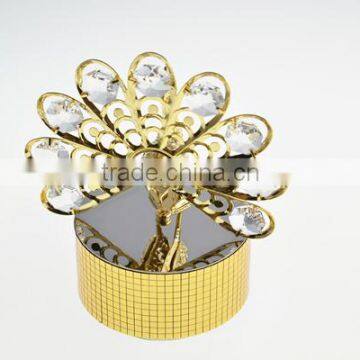Customized Special 24K Gold Plated Peacock Music Box With Swarovski Crystals photo-3