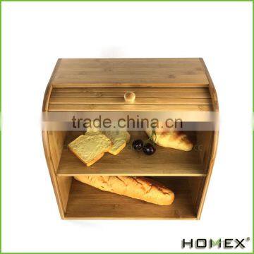 2 Layer Roll Top Bamboo Bread Bin Kitchen Storage Homex BSCI/Factory photo-6