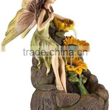 Garden Fairy With Sunflowers Handmade Fairy Garden Water Fountain photo-2