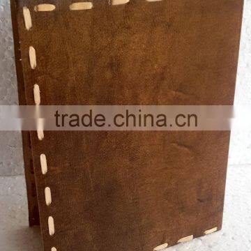 Handmade Tan Color Plain Big Stitch Leather Notebook photo-4