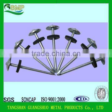 Q195 Galvanised umbrella roofing nails with rubber washer from factory