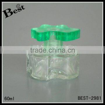 60ml cosmetic high quality translucent light green empty bottle perfume glass with plastic cap alibaba best sellers