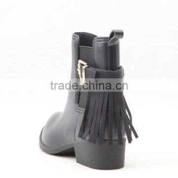 2017 New Low Heel Pointed Toe Women Rain Shoes Boots With Buckle Tassels Decorations photo-3