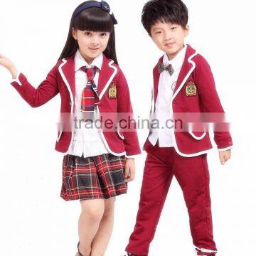 New fashion 100% cotton primary school uniform designs