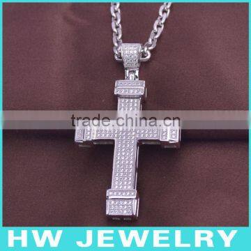 HWMCP1310 micro pave setting three cross pendant