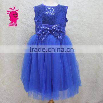 2015Girls fashion clothing latest evening dresses royal sequin girls party dress baby tulle bowknot dresses