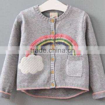 Kids Girls Rainbow Comfy 100% Cotton Button Down Cardigan Sweater photo-2
