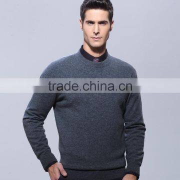 Fashion crew neck100% cashmere knitting patterns men sweater