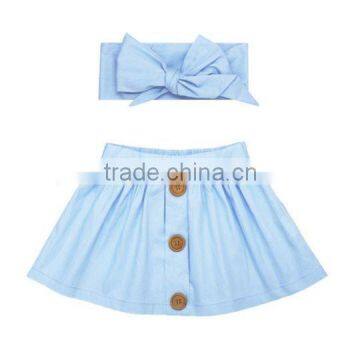 Latest Designer Cotton Skirt Kids Girl Short Dresses Matching Headband Sets photo-3