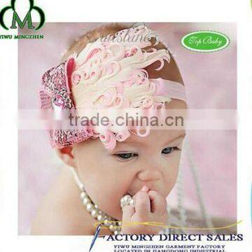 Infant Baby Flower Hairband Girls Elastic Feather Colorful Headband photo-3
