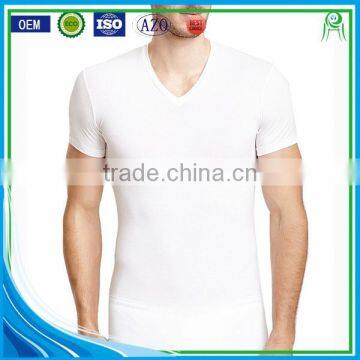 100% Cotton V Neck Blank White T Shirt photo-2