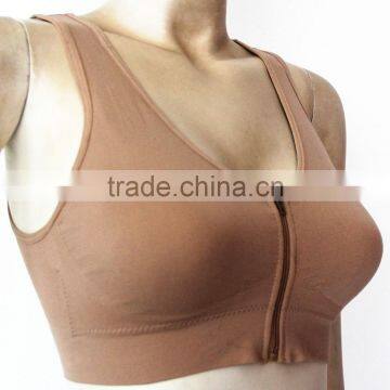 Seamless Front Close Zipper Double Layer With Removable Sponge Sports Bra photo-2