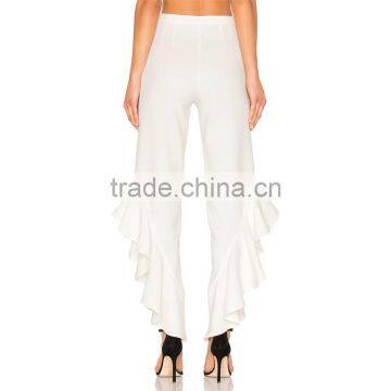 New Trendy Ladies White Ruffle Pants Spring 2018 Fashion Design Trousers photo-4