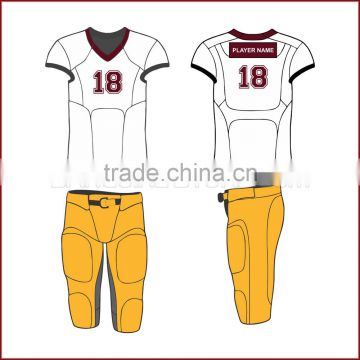 White jersey and yellow shorts for american football